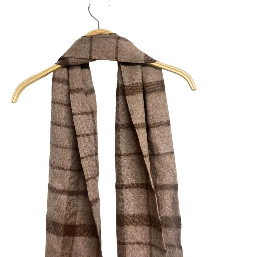 New Dalcielo Baby Alpaca Check Scarf Eco Friendly Rose Grey Brown